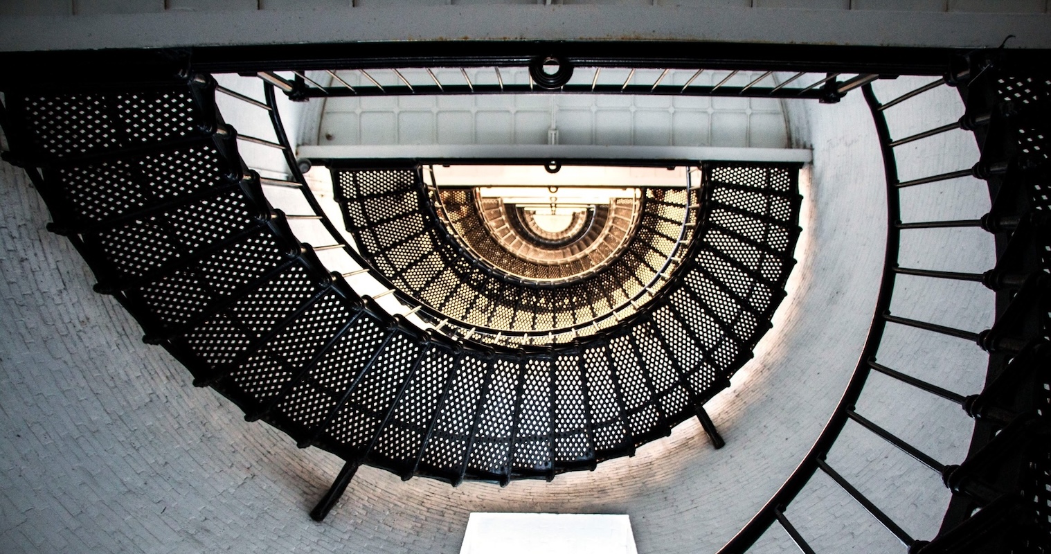 Elegant spiral staircase viewed from above
